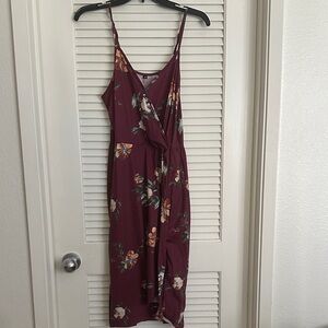 Floral Burgundy Wrap Dress